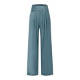 thumbnail image 5 of vigerkar Womens Summer Casual Loose Fit Palazzo Pants Elastic High Waist Lounge Wide Leg Trousers with Pocket Sky Blue, 3XL, 5 of 5