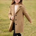 thumbnail image 5 of Chiccall Girls Notched Lapel Mid Length Coat Buttons Pockets Elegant Fall Winter Party Casual Outer Coat for Kids, 5 of 7