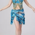 thumbnail image 6 of MOJOGO Women's Belly Dance Yoga Class Skirt Hip Scarf Wrap Skirt Music Festival Clothing with Sparkly Sequins Blue Free Size, 6 of 9