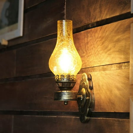 

WOVTE Chinese Style Antique Brown Wall Sconce Wall Lamp Vintage Aisle Bar Old Oil Lamp Wall Light Wall Spotlights Creative Retro Iron Cafe Restaurant Bedroom Wall Lantern