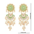 thumbnail image 2 of Efulgenz Indian Jewelry Bollywood Antique Beaded Crystal Kundan Floral Big Dangle Chandelier Earrings Set, Green, 2 of 4