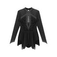 thumbnail image 4 of Yartina Womens Figure Skating Dance Costume Shiny Rhinestones Ice Roller Skating Leotard Dress Black XL, 4 of 5