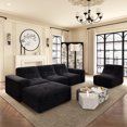 thumbnail image 4 of 144" Oversized Modular Sectional Sofa, Deep Seat Chenille Cloud Couch with Chaise, L-Shaped Sparkling 5 Seat Sofa Couch for Living Room, Black, 4 of 7