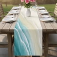 thumbnail image 4 of Teal Beach Coastal Table Runner - 70 Inch Long Summer Ocean Nautical Seaside Cotton and Linen Blended Dress Scarves Farmhouse Table Runner for Kitchen Dining, Coffee Table, 13" x 70", 4 of 8