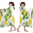 thumbnail image 4 of Yellow Lemon Fruit Limes White Pattern Hooded Bath Towel，60"x35" for Ages 3 To 12 Kids, Quick Dry Lightweight Soft Microfiber Hood Beach Towel Cover Up for Kids, 4 of 7