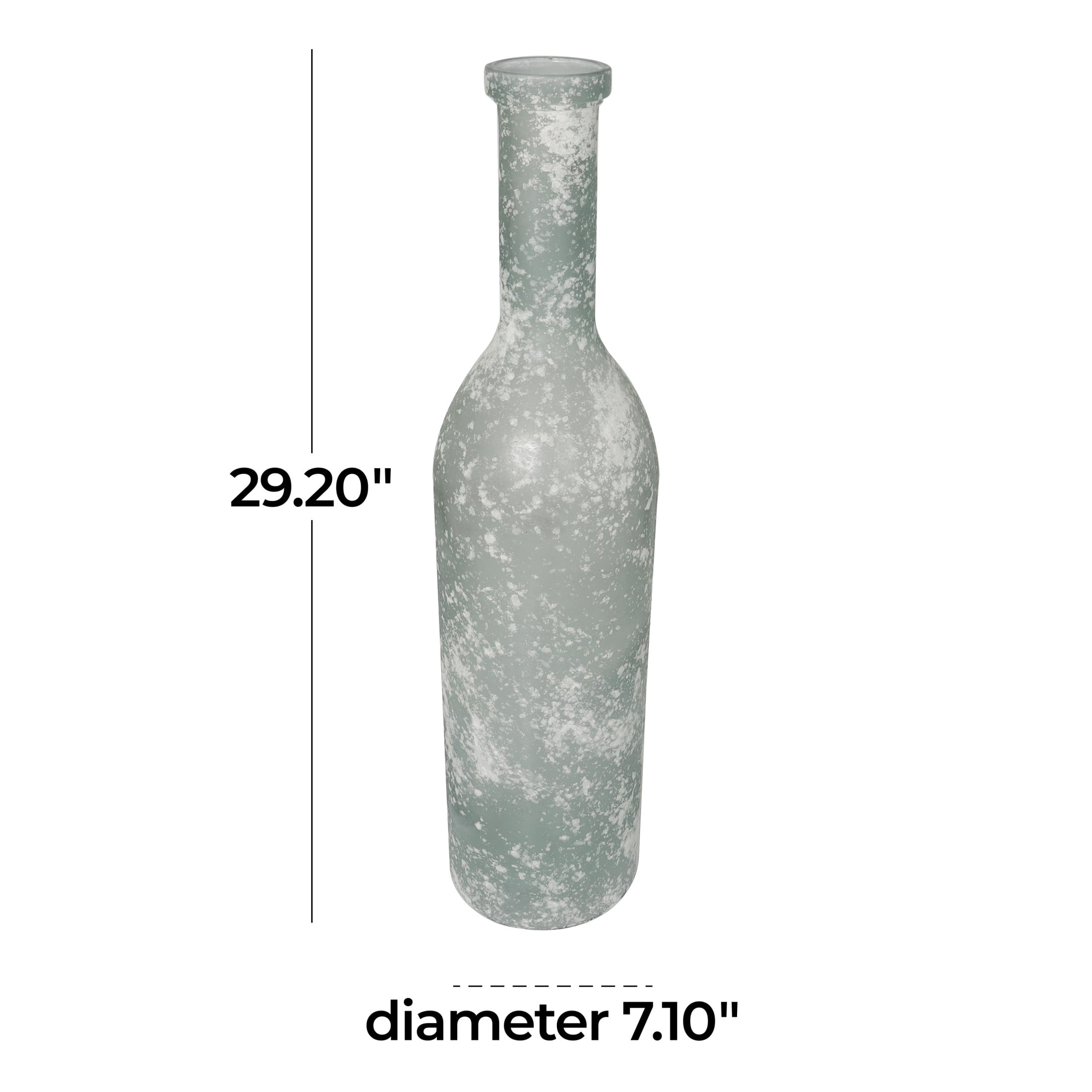 DecMode 29" Handmade Frosted Spanish Bottle Light Blue Recycled Glass Vase