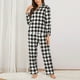 thumbnail image 2 of Balery Houndstooth Black And White Conjunto de Pijama con Estampado para Mujer, Conjunto de Dos Piezas con Manga Larga, Ropa de Dormir Suave con Bolsillos, Pijamas Cómodos-Medium, 2 of 7