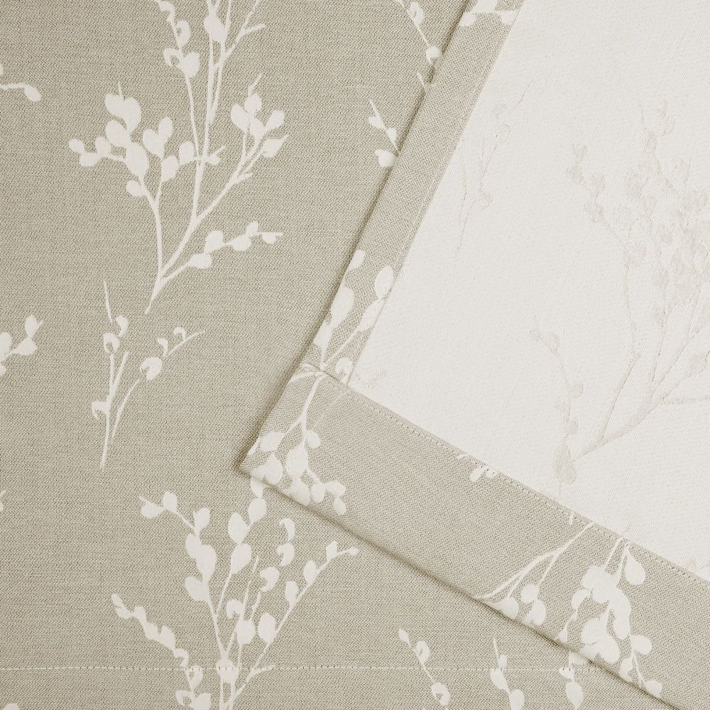 Nicole Miller Turion Floral Room Darkening Blackout Grommet Top Curtain Panel Pair, 52"x84", Linen