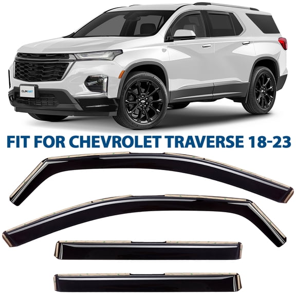 CLIM ART In-Channel Incredibly Durable Rain Guards for Chevrolet (Chevy) Traverse 2018-2023, Original Window Deflectors, Vent Deflector, Vent Window Visors, Dark Smoke Car Accessories, 4pcs - 618168