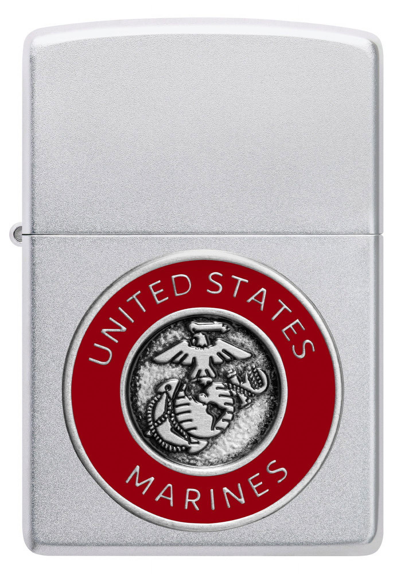 Zippo United States Marines Emblem Satin Chrome Pocket Lighter