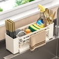 thumbnail image 1 of karymi Multifunctional Kitchen Rack, Sink-Side Storage Rack Countertop Sponge Rack, Plastic, 12.01x4.33x3.54in, Drainage Holes, Space-Saving Holiday Gifts, 1 of 6