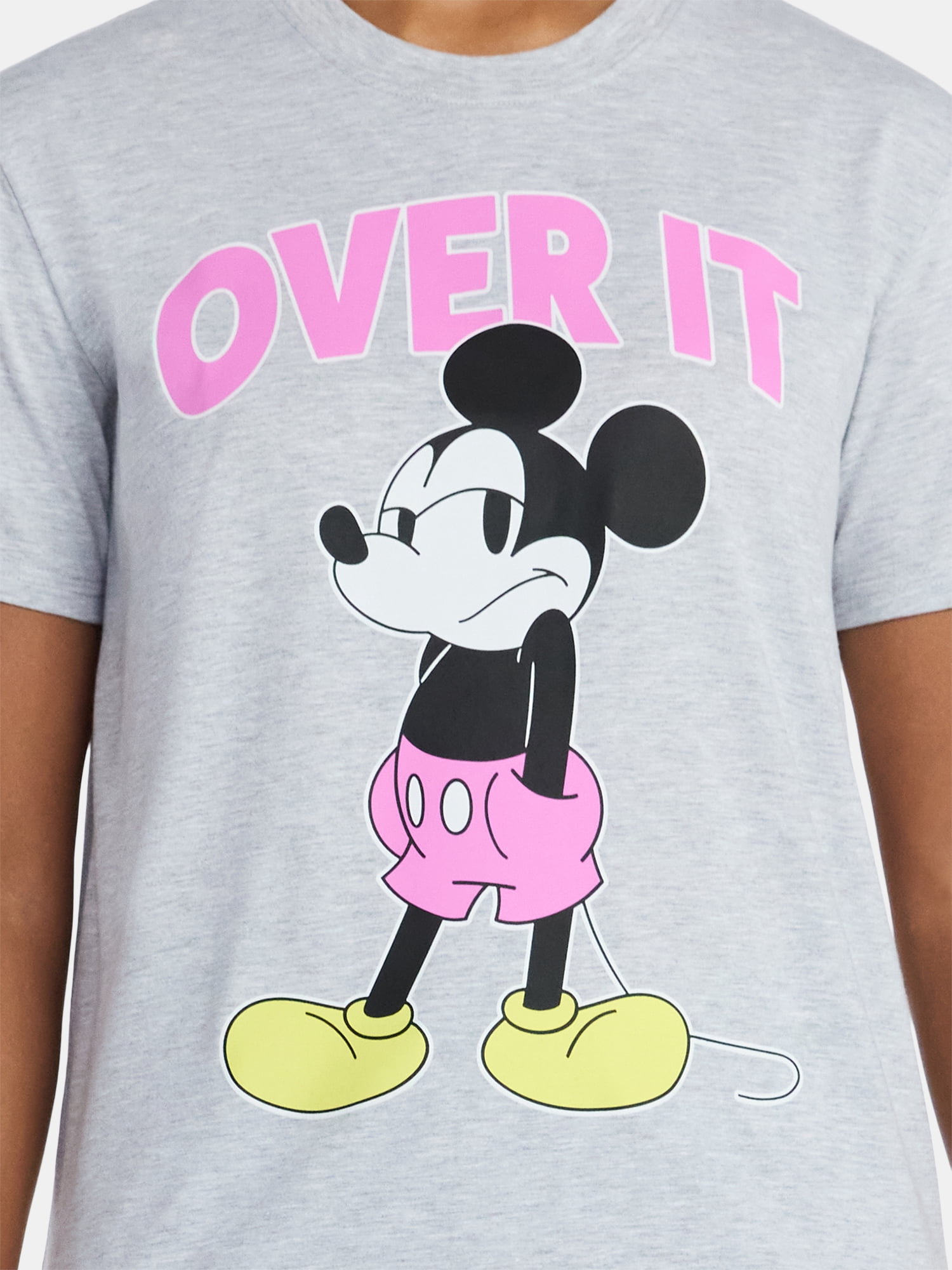 Mickey Mouse Women's Graphic Tee with Short Sleeves, Sizes XXS-XXL