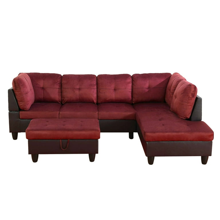Aukfa Sectional Sofa, 3 Piece Living Room Couch with Storage