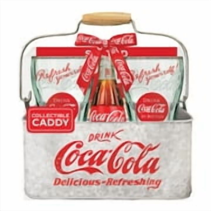 Coca Cola Collectible Caddy Gift Set With Genuine Glasses and