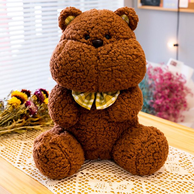 Creative Soft Charming Cuddly Rabbit Plush Toy Bear and Pig Doll Bed Pillow Home Decoration Holiday Gifts For Girls and ChildrenBrown bear33cm Deng Xun unisex