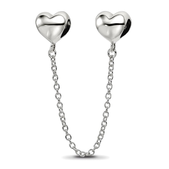 7.27mm 925 Sterling Silver Reflections Polished Love Heart Pendants Pendant Safety Chain Chain Necklace for Women and Me