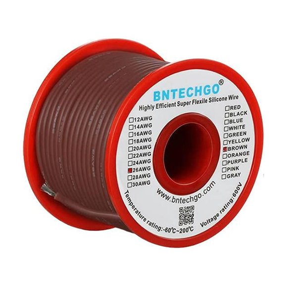 Cable de silicona BNTECHGO 26 AWG marrón, carrete de 15 m