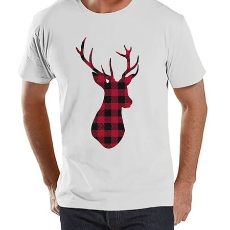 - Custom Party Shop Mens Plaid Deer Christmas T-shirt - Small