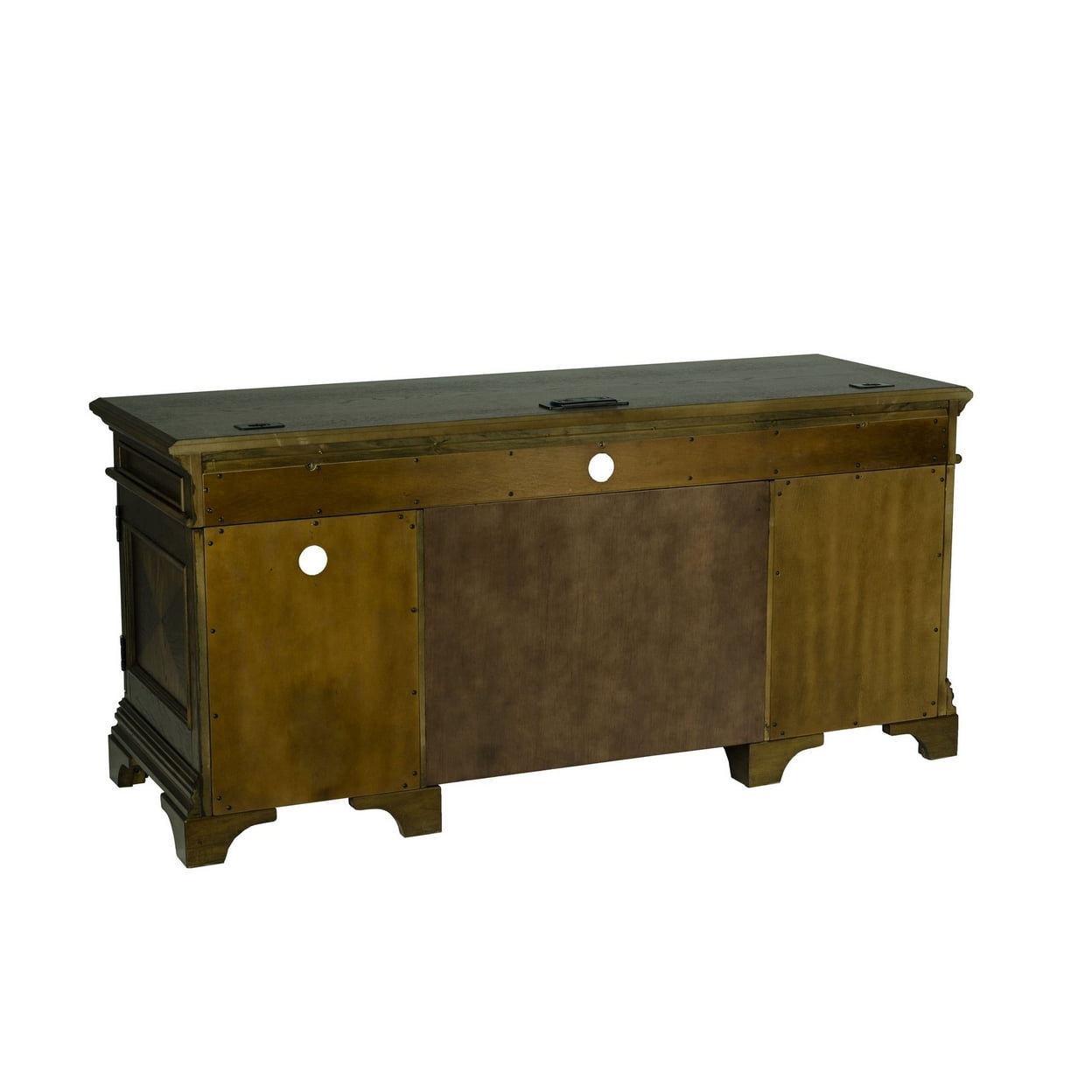 66 Inch Wood Executive Desk 4 Drawers Keyboard Tray Power Outlet Brown