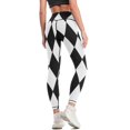 thumbnail image 3 of LARGE BLACK AND WHITE HARLEQUIN- DIAMOND- ARGYLEPATTERN DESIGNED FOR HOME DECOR AND CLOING Leggings Golf wear Womens Leggings, 3 of 6