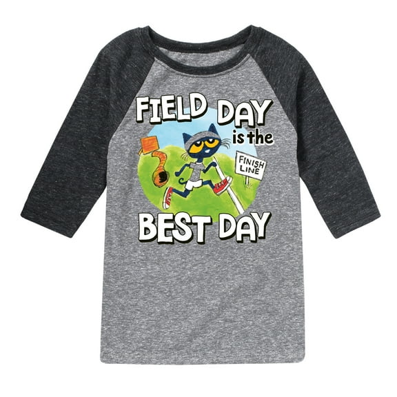 Pete the Cat - Field Day - Field Day is the Best Day - Crossing the Finish Line - Toddler And Youth Raglan Graphic T-Shirt