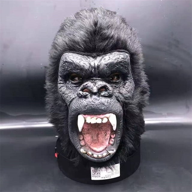 Máscara de gorila del planeta de los simios de King Kong, capucha, mono, animales de látex, sangre aterradora, máscara de cabeza de Mono para adultos, Halloween Fivean unisex