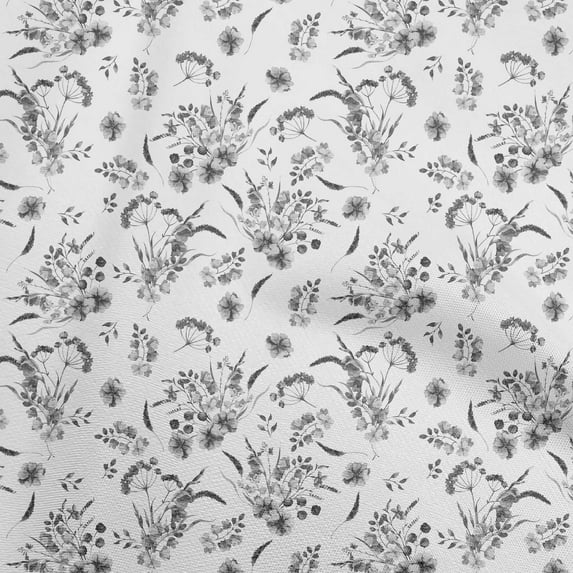 oneOone Silk Tabby Gray Fabric Florals Sewing Material Print Fabric By The Yard 42 Inch Wide