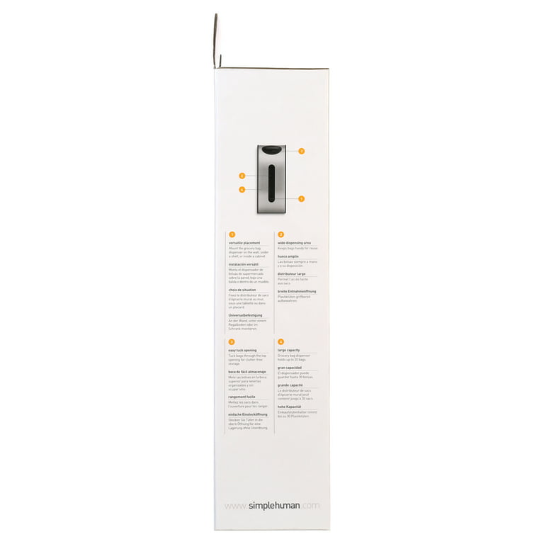 Simplehuman Wall Mount Grocery Bag Dispenser, Countertop & Wall  Organization, Household