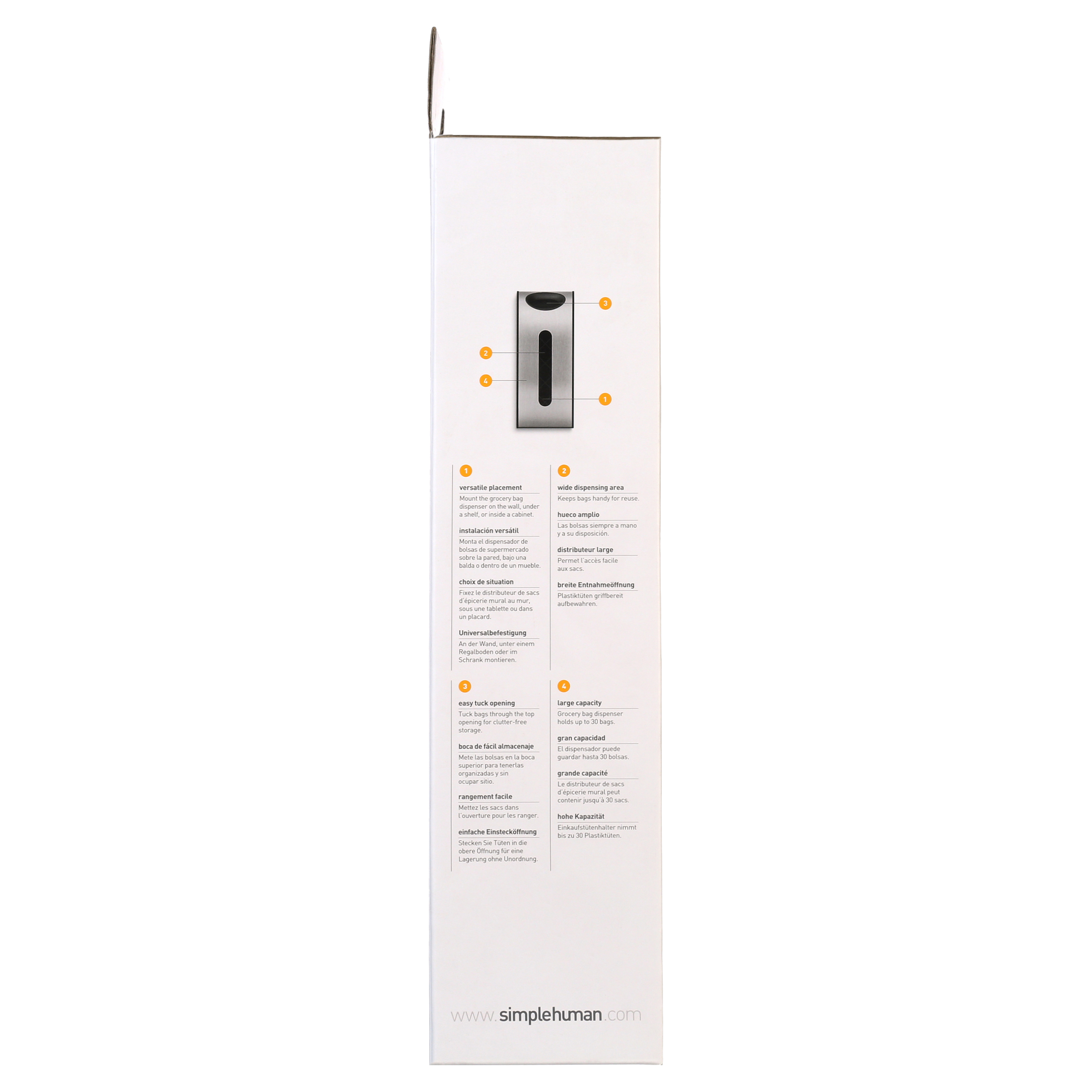 simplehuman Wall Mount Grocery Bag Dispenser, Brushed Stainless Steel - image 3 of 11