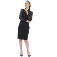 thumbnail image 3 of Afinprain Womens Clergy Dress Tab Collar Sheer Puff Sleeve Pencil Dresses, 3 of 6