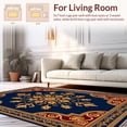 thumbnail image 2 of ODIKA 2'x3' Machine Washable Non-Slip Area Rug, Traditional Damask Style with Rust and Floral Embellishments High Traffic Rug, Navy, 370733, 2 of 7