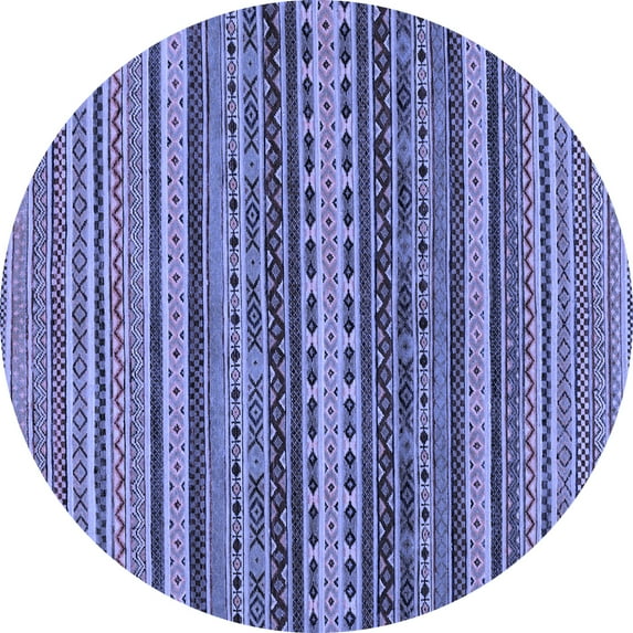Ahgly Company Machine Washable Indoor Round Oriental Blue Modern Area Rugs, 6' Round