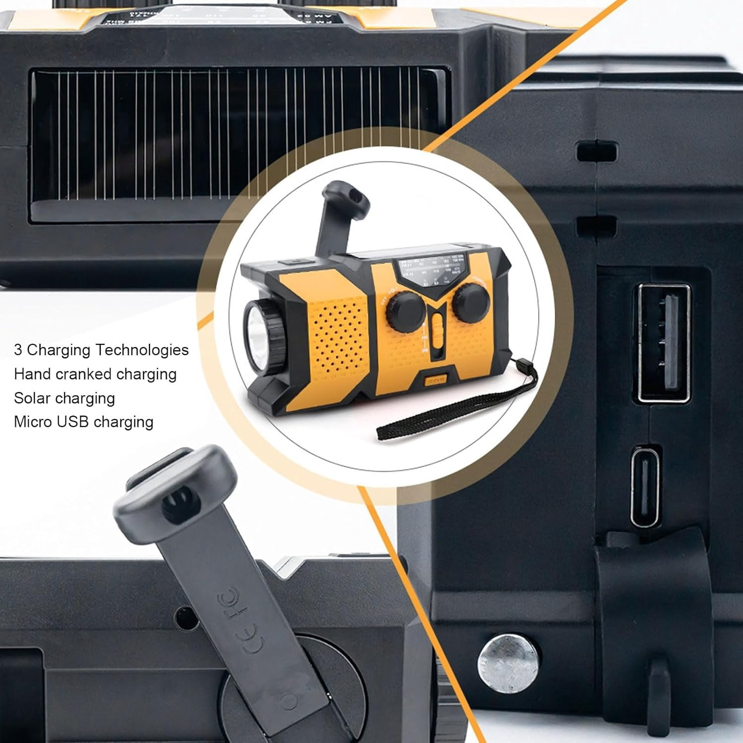 NOAA Weather Radio, 2000mAh Solar Hand Crank Emergency Radio with AM/FM/WB, Portable Survival Radio with LED Flashlight, Phone Charger, for Home Power Outage Camping Hurricane Preparedness