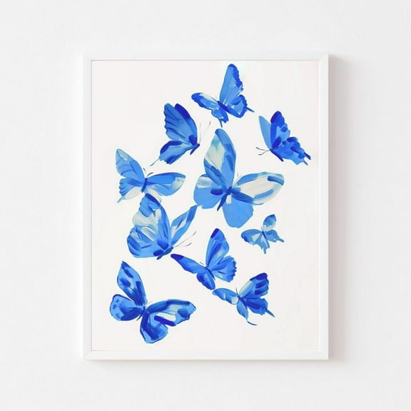 Kna Prints - Blue Butterfly Painting Insect Art Print Girly Tween Wall Decor Colorful Animal Watercolor Kid'S Room Wall Art Decor For Home Office, UNFRAMED-8x12