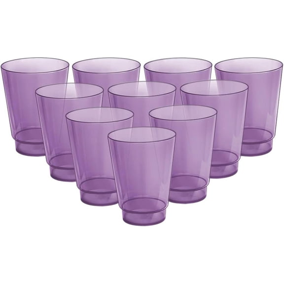 Acrimet Plastic Cup, Reusable, 10oz | 300ml, Tumbler Water, Machine Washable, Stackable Beverage Tumblers, Drinking Cup, Shatterproof, Durable (Purple Color) (Set of 10)