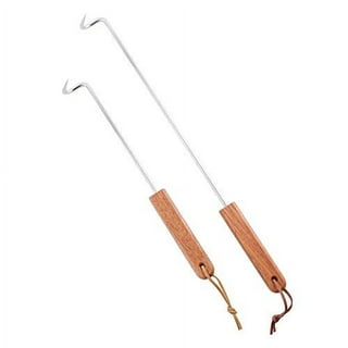  Meat Hook Flipper Set of 2, HaSteeL Stainless Steel Pigtail  Food Flipper Turner 17Inch, BBQ Accessories Great for Grilling Smoking  Frying, Long Body & ABS Handle, Easy to Clean & Right