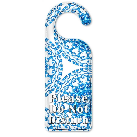 Do Not Disturb Door Knob Hanger Sign - Blue Ceramic Tile