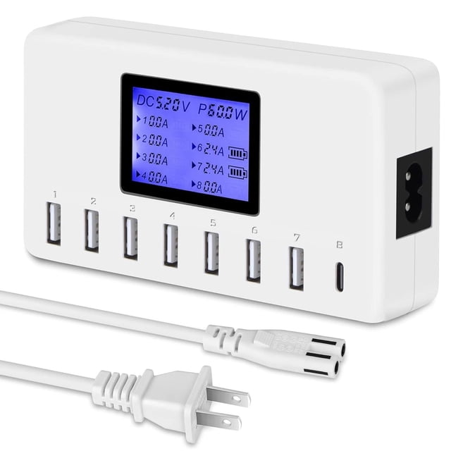 Cargador USB, Slitinto 60 W 12 A 8 puertos USB estación de carga multipuerto cargador USB Hub cargad