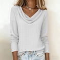 thumbnail image 4 of CUSTG Women Casual Shirts Summer Solid Color Blouses For Dressy Cowl Neck Long Sleeve Eyelet Elegant School Work 2026 Shirts Breathable Tops, 4 of 6