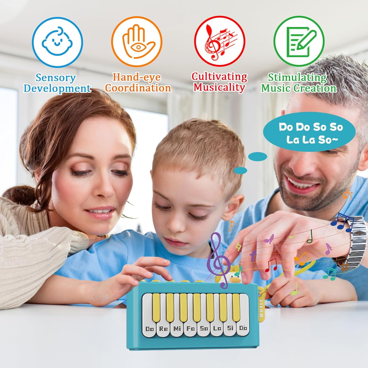 Kids Mini Piano Toys, Rainbow Lights, Toddler Pocket Travel Piano Keyboard for 1-3, Portable Musical Instrument Toys, Music Interactive Birthday Gift 2 4 5 6 Year Old Boy Girls Child