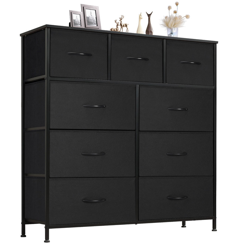 JIOABL 9-Drawer Fabric Chest Organizer, Black