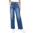thumbnail image 3 of Wax Jean Womens Juniors Wide Leg Cargo Carpenter Jeans (Medium Denim, 5), 3 of 4