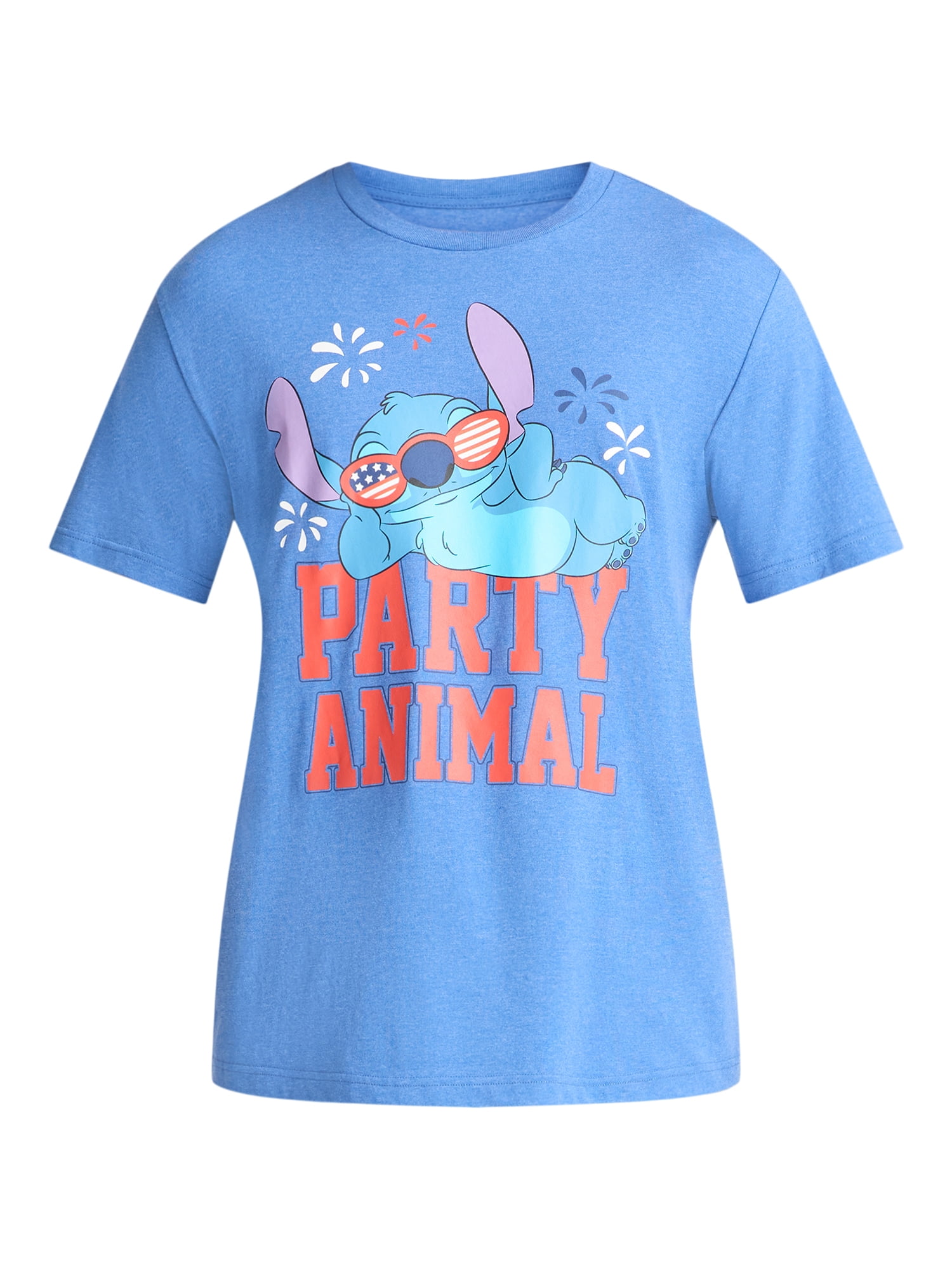 Lilo & Stitch, Men's & Big Men's Graphic T-Shirt, Patriotic Americana July 4th Party Animal, Sizes XS-5XL