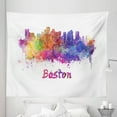 thumbnail image 1 of Boston Tapestry, Splashed Watercolor Ink Splattered Design of Skyline with Drippy Paintings, Fabric Wall Hanging Decor for Bedroom Living Room Dorm, 5 Sizes, Multicolor, by Ambesonne, 1 of 1