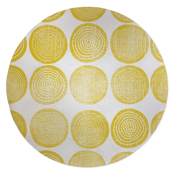 Around and Around Yellow Area Rug by Kavka Designs