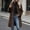 Brown, variant on Long Faux Fur Coats for Women Winter Lapel Collar Jacket with Pockets Warm Outerwear Long Coat