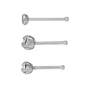Womens Sterling Silver Nose Ring Stud Set with Crystals, Pack of 3