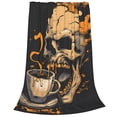 thumbnail image 2 of Pofeuu Grim Coffee Skull Print Ultra-Soft Micro Fleece Blanket,for Bed Or Sofa,All Season Throw Blankets Flannel Blanket-40"x30", 2 of 7