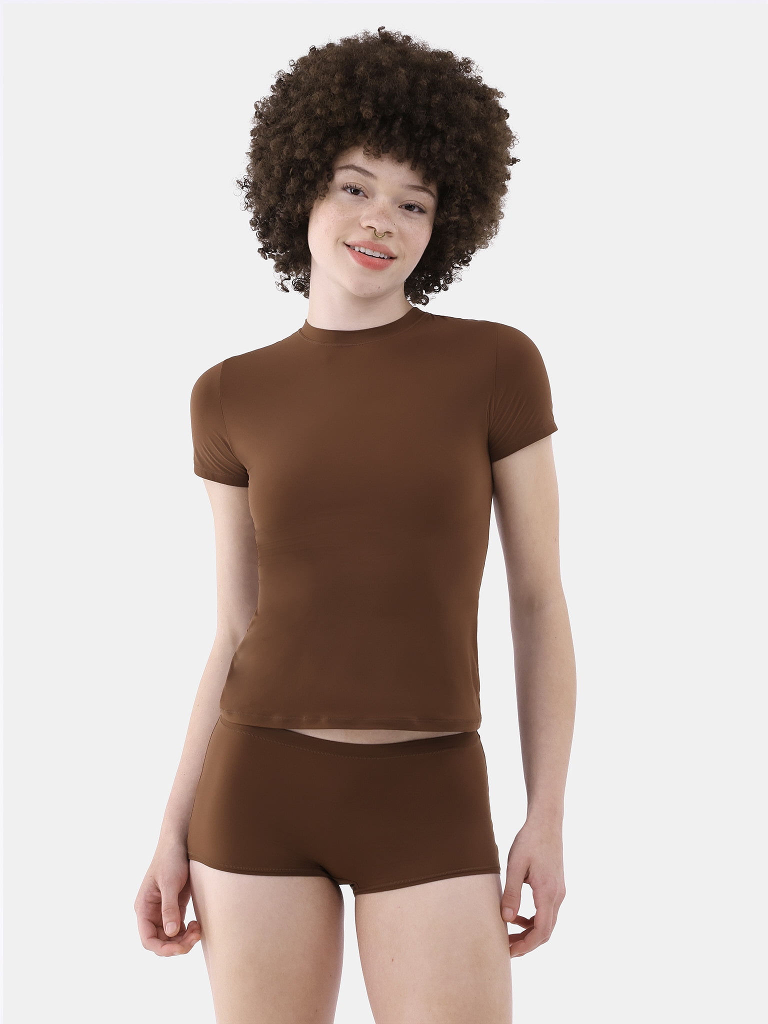 No Boundaries Fit Stretch Tee with Short Sleeves, Women's XS-XXXL