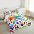 thumbnail image 3 of Homewish Colorful Ribbon Bow 3 Pieces Queen Comforter Set for Children Teens Girls,Abstract Leopard Print Ultra Soft Bedding Sets,Dreamy Princess Bedding Comforter Set,Breathable Home Decor, 3 of 8